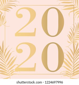 Happy new year pink 2020 Text Design Vector illustration