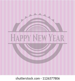 Happy New Year pink emblem. Retro