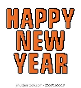 Happy new year pixel art design