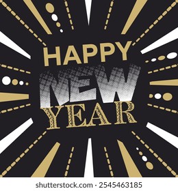 happy new year post design vector