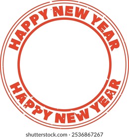 Happy New Year Postage Round Stamp Vector Illustration