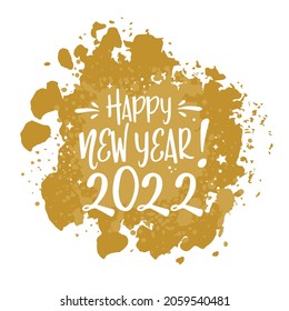 Happy new year - postcard happy new year 2022 golden illustration on white background