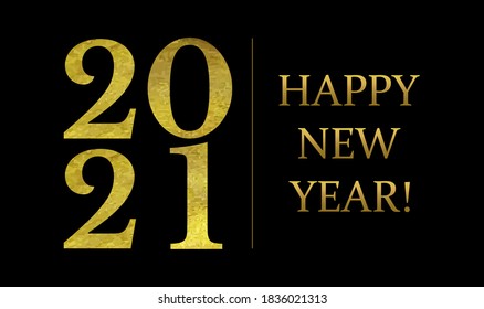 Happy New Year Postcard With Golden Text With Gradient Mesh, Vector Illustration