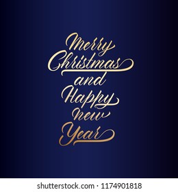 Happy new year postcard with nice lettering Happy New Year in gold color