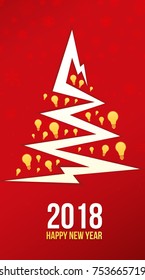 Happy New Year postcard with snowflakes. New Year congratulation card template ready to use. 2018 Happy New Year!