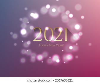 Happy New Year Postcard With Text With Gradient Mesh, Vector Illustration