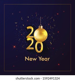 Happy New year poster and banner design with 2020 illustration 