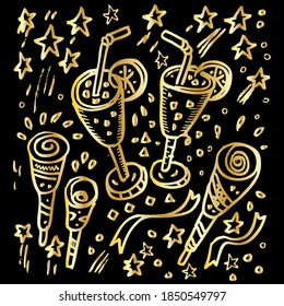 happy new year, poster and banner doodle