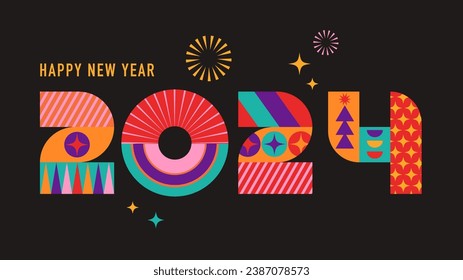 Happy New Year, poster, banner and card design. Vector illustration