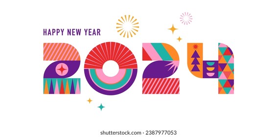 Happy New Year, poster, banner and card design. Vector illustration