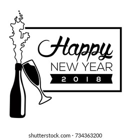 Happy new year poster with a brindis, Vector illustration