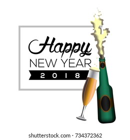 Happy new year poster with a brindis, Vector illustration