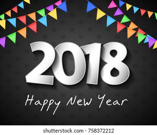 Happy New Year - poster with bunting flags. Vector.