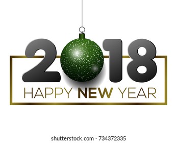 Happy new year poster with a christmas ball, Vector illustration