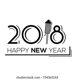 Happy new year poster with a firework rocket, Vector illustration