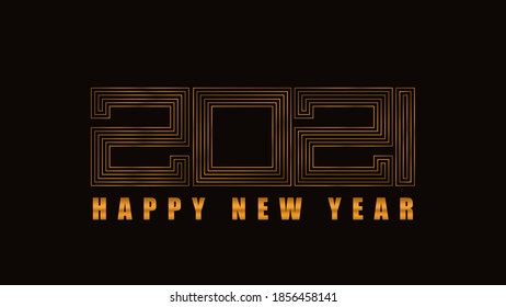Happy New Year poster. Golden 2021 logo. Vector illustration