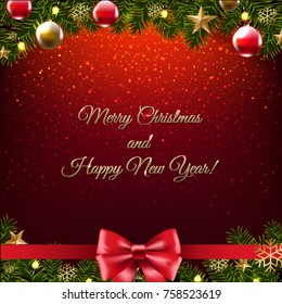 Happy New Year Poster With Gradient Mesh, Vector Illustration

