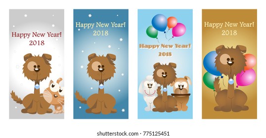 Happy New Year poster, New Year party invitation, Happy New Year 2018, Year of Dog 2018