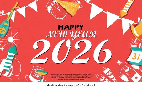 Happy New Year Poster , Neujahr Post, 2026 