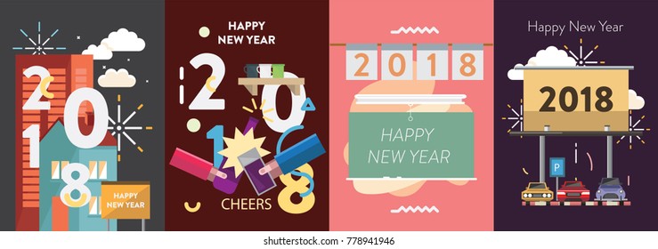 Happy New Year Poster Set