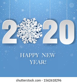 Happy New Year Poster With Snow With Gradient Mesh, Vector Illustration