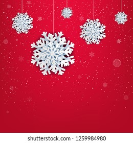 Happy New Year Poster With Snowflake With Gradient Mesh, Vector Illustration