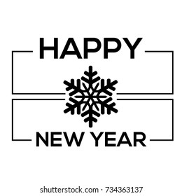 Happy new year poster with a snowflake, Vector illustration