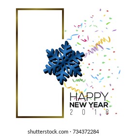 Happy new year poster with a snowflake, Vector illustration