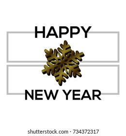 Happy new year poster with a snowflake, Vector illustration