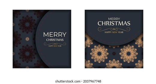 Happy new year poster template with abstract patterns.Merry Christmas vector greeting card design in gray color with orange winter patterns.