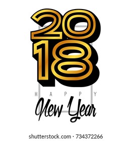 Happy new year poster with text, Vector illustration