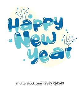 Happy New Year poster vector. Abstract Hand drawn creative calligraphy vector design. Colorful 2024 New Year vector.
