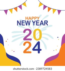 Feliz Año Nuevo vector de afiches. Resumen Hand dibujó el diseño de vector de caligrafía creativa. Colorido vector de Año Nuevo 2024.
