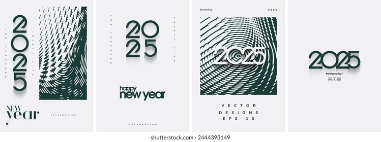 Happy new year poster vector design. 2025 number design for happy new year 2025 celebration. Poster, banner or premium design template.