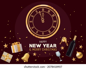 happy new year poster with watch