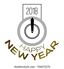 Happy new year poster with a watch, Vector illustration