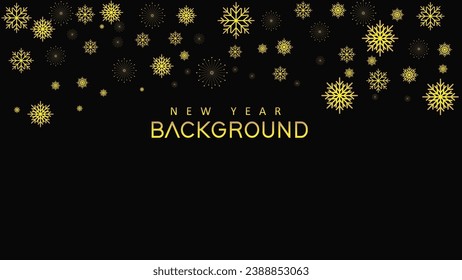 Happy New Year Premium background wave line isolated black background. Modern futuristic graphic design element. minimalist symmetric.