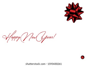 Happy new year present red bow greeting card