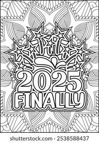 Happy New Year Quote Coloring Page. New Year Quote Coloring Page for Adults.
