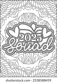 Happy New Year Quote Coloring Page. New Year Quote Coloring Page for Adults.