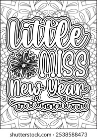 Happy New Year Quote Coloring Page. New Year Quote Coloring Page for Adults.