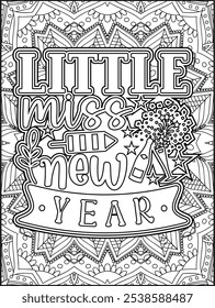Happy New Year Quote Coloring Page. New Year Quote Coloring Page for Adults.