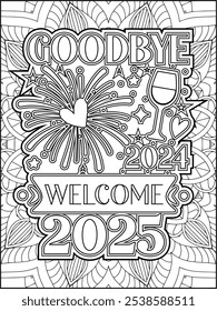 Happy New Year Quote Coloring Page. New Year Quote Coloring Page for Adults.