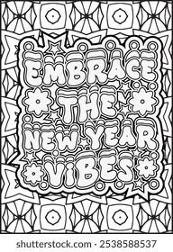 Happy New Year Quote Coloring Page. New Year Quote Coloring Page for Adults.