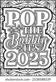 Happy New Year Quote Coloring Page. New Year Quote Coloring Page for Adults.