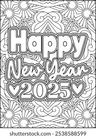 Happy New Year Quote Coloring Page. New Year Quote Coloring Page for Adults.