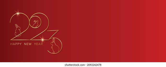 Happy New Year! Year of the rabbit 2023. Vector banner with rabbits.