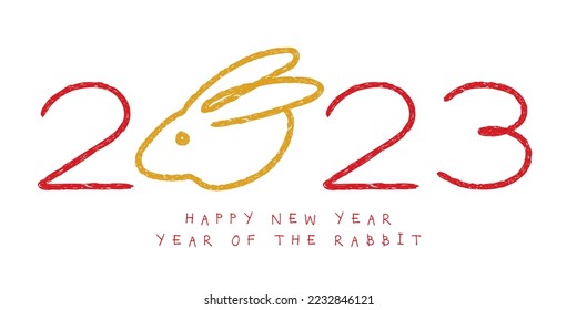 happy new year, year of rabbit 2023 typography vector illustration
