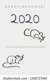 Happy new year, year of the rat, cute 2020 typography slogan illustration on paper background, hand drawn style design, card illustration vector (Greeting)