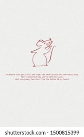Happy new year, year of the rat, cute 2020 typography slogan illustration on paper background, hand drawn style design, card illustration vector (Greeting)
